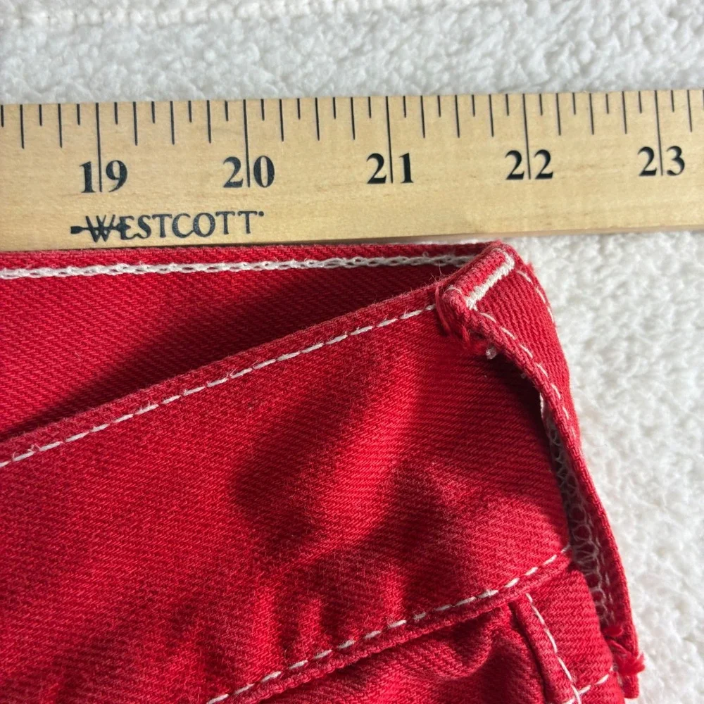 True Religion Jeans Mens 42x34 Red Straight Flap Pocket Rockstar Streetwear Y2K